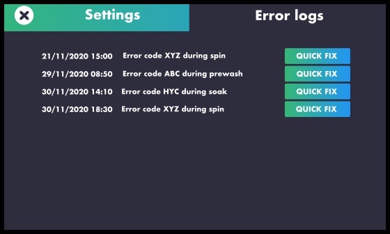 Error log screen
